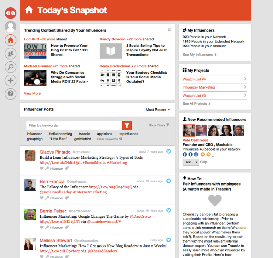 Trending content by your influencers
